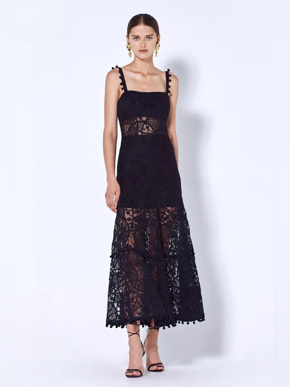 Alexis Lucila Lace Midi Dress Black - Picture 2 of 10